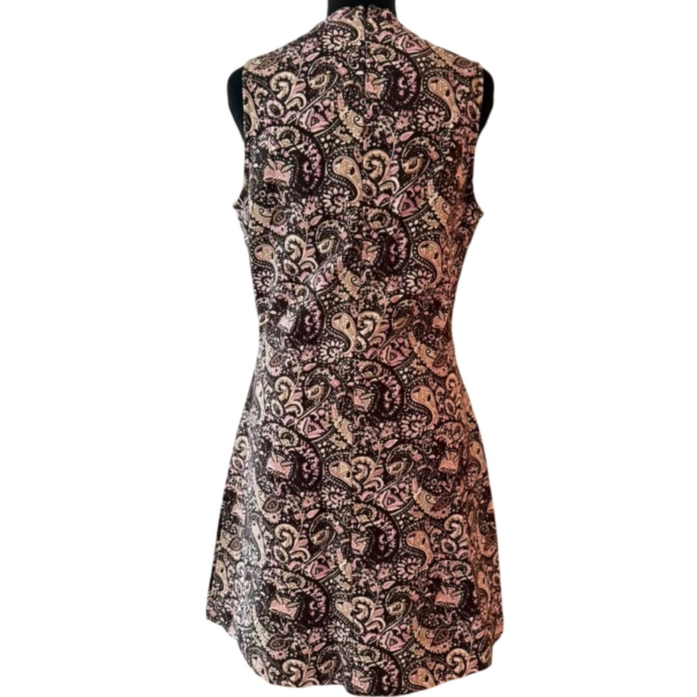 Julia Amory Baby Jane Printed Canvas Black Pink Paisley Sleeveless Mini Dress S - Picture 3 of 10